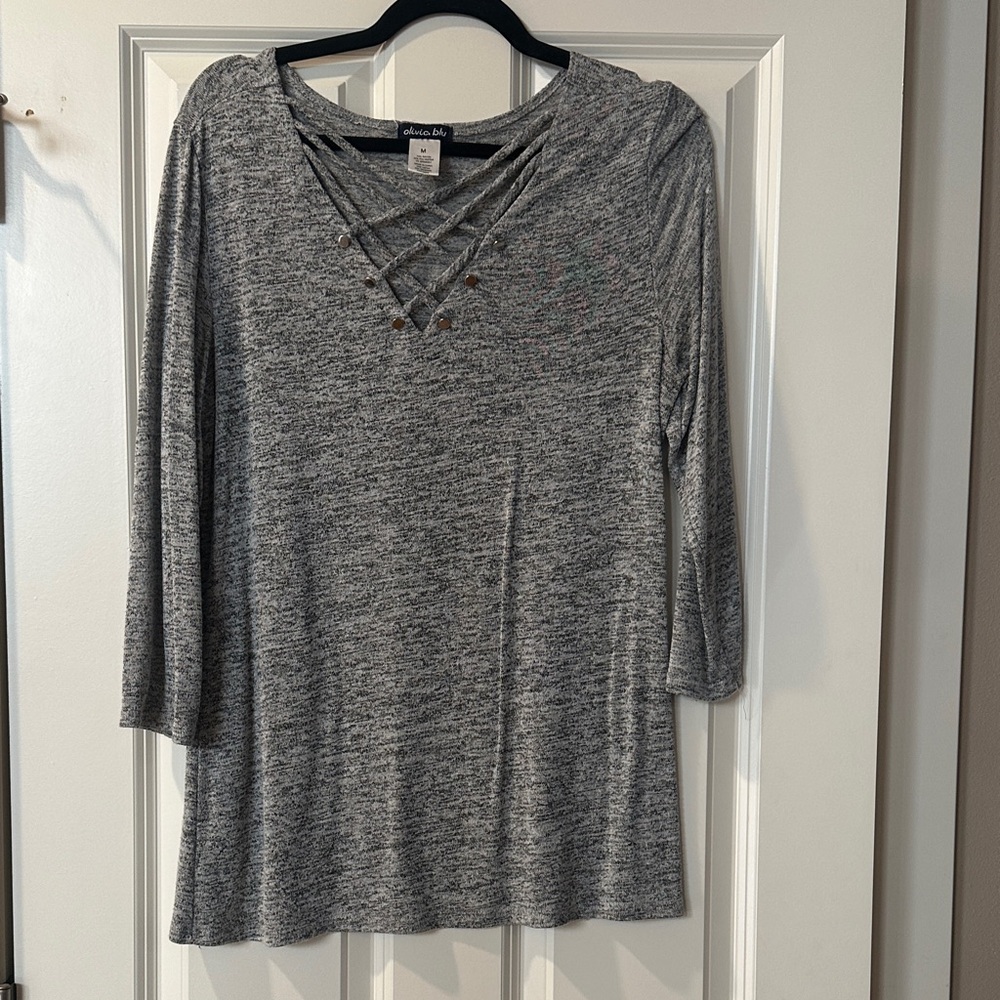 Chic Long Sleeve Gray Top